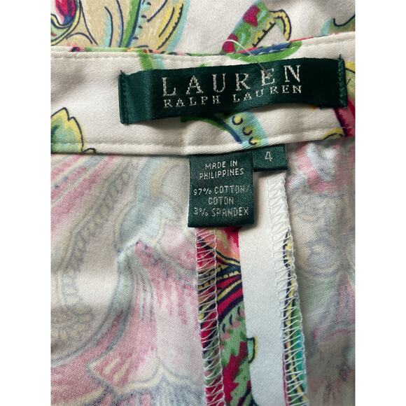 Lauren Ralph Lauren Paisley Floral Full Length Ankle Pants Size 4 - Picture 3 of 7